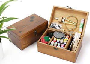 Boîte à Couture En Pin - 3 étages Dépliants Pour Rangement Organisé