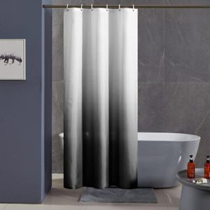 Rideau De Douche Anti-Moisissure Lavable - Motif Vagues Zick Zack Blanc - Polyester