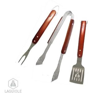 USTENSILE LAGUIOLE Kit barbecue. spatule, pince et fourchette barbecue inox. Lg 38cm - idéal 