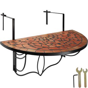 TABLE DE JARDIN  TECTAKE Table de Jardin Table de Balcon Pliante Suspendue en Mosaïque 76 cm x 65 cm x 575 cm - Marron Terracotta