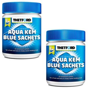 ENTRETIEN WC CHIMIQUE THETFORD lot 2x Aqua Kem Blue Sachets 15 sachets liquéfiant