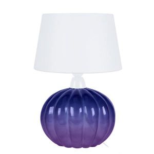LAMPE A POSER PUMPKIN-Lampe à poser globe verre  violet Abat-jour: tambour tissu blanc 1 ampoule E27 urbain P30xD30xH40cm