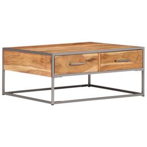 TABLE BASSE Table basse - VIDAXL - Bois solide d'acacia - 75 x 75 x 35 cm - Campagne - Marron