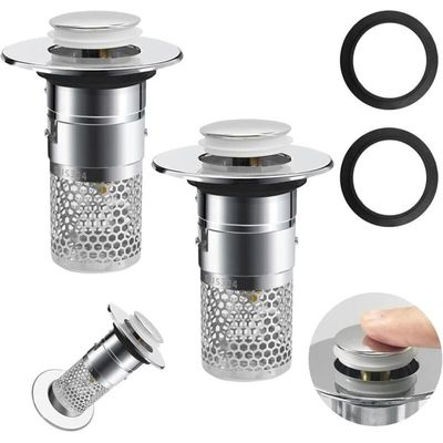 Bonde De Lavabo Universelle 32-42mm - Bouchon Pop-Up 2 Pièces Avec Joints Anti-Colmatage Pour Lavabo Et Baignoire