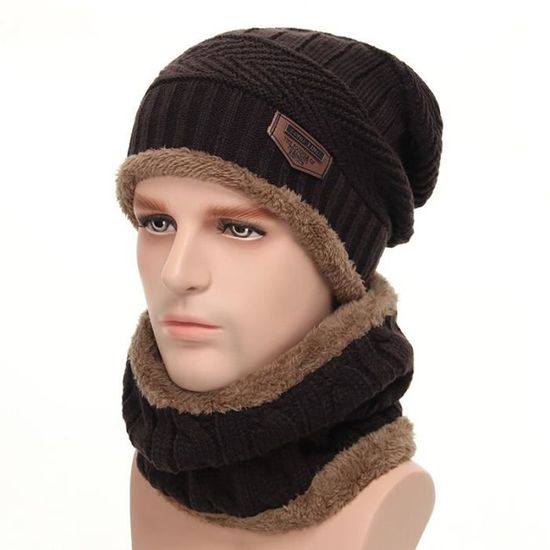 Bonnet tricoté en laine pour homme, épais et chaud, à la mode, collection hiver 2021 [F05676A]