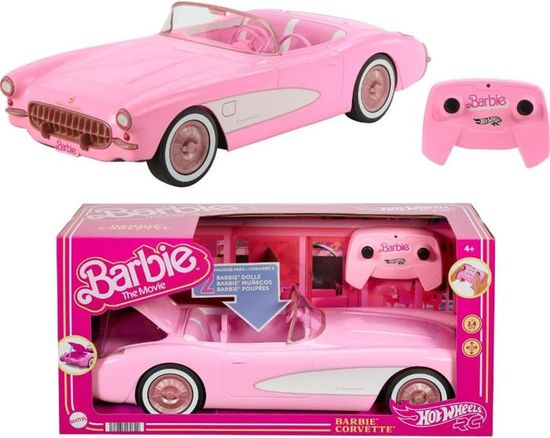 Voiture T?�l?�command?�e,Barbie Le Film-Voiture Corvette Radiocommand?�e ?? Piles Tir?�e Du Mod?�le 