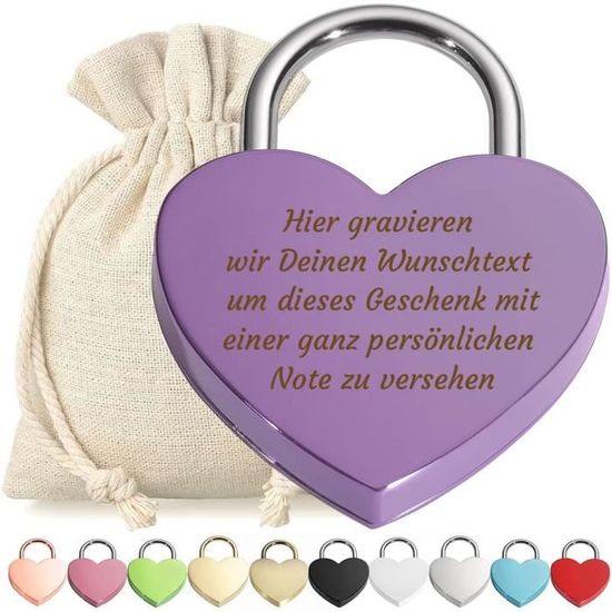 Cadenas D'amour Cœur Rose Doré - Gravure Personnalisable - Idéal Saint Valentin, Anniversaire, Mariage - Sac Cadeau Inclus