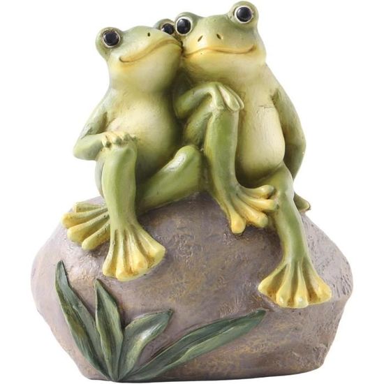 Statue Grenouille Sur Feuille De Lotus En Résine - Déco De Jardin Extérieur Ou Intérieur - Colorée à La Main