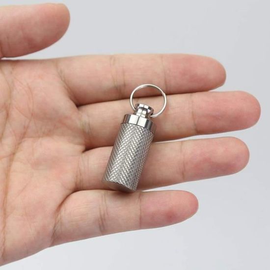 1 paquet de micro porte-clés porte-pilule, étui à pilules portable en  alliage de titane
