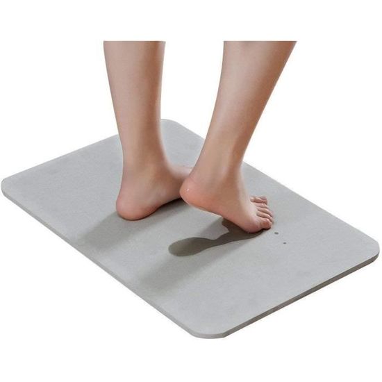 Tapis Salle De Bain Terre De Diatomée - Très Absorbant, Séchage Rapide, Antidérapant, 40x60 Cm, Gris Naturel