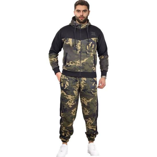 Ensemble Survêtement Camouflage Homme 2 Pièces - Sweat à Capuche & Jogging Décontracté Pour Sport Et Daily