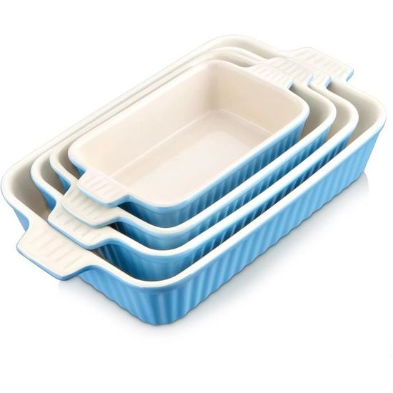 Lot De 4 Plats à Gratin En Céramique - Parfaits Pour Lasagnes, Quiches Et Tiramisu - Va Au Four, Micro-ondes Et Lave-vaisselle
