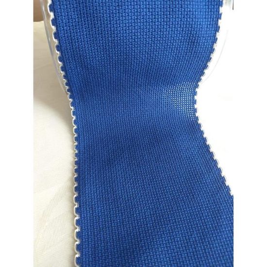 Ruban Toile Aïda 83 Mm Bleu - 2,5 M Pour Broderie Et Ouvrages Créatifs