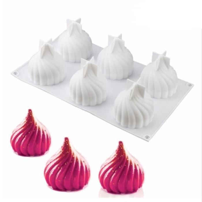 6 moule à mousse à tête d'oignon tourbillon moule à silicone en silicone de qualité alimentaire
