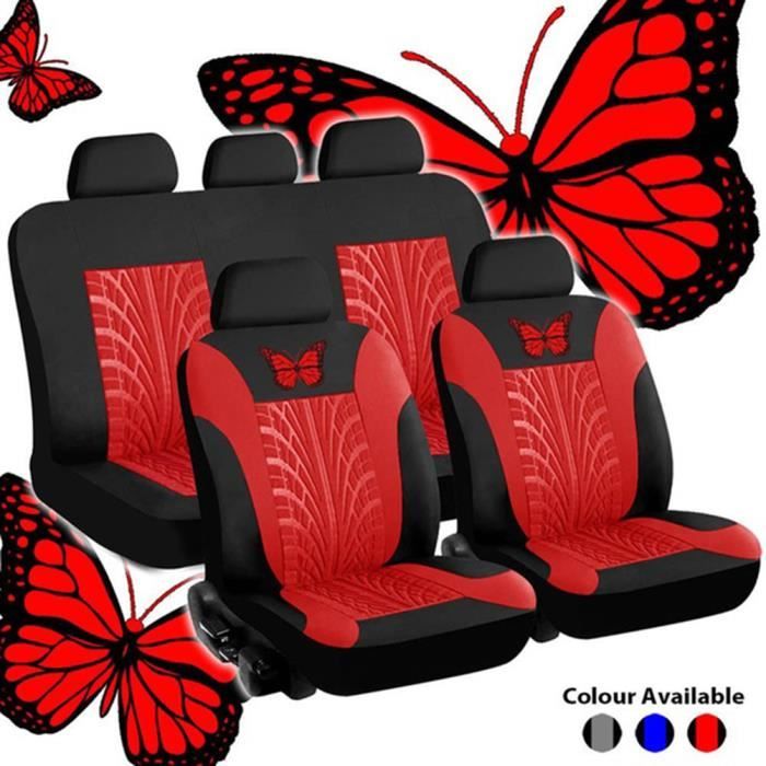 Housse Siege Voiture - Ensemble de Housses de Siège Auto Universelle - Couvre Sieges pour Avant et Arrière - Lot de 9 Rouge