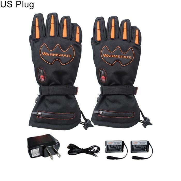 Smart Unisexe Gant Chauffant Électrique Hiver Ski Bicyclette Batterie Chaude Auto Chauffage EU Plug Noir XL