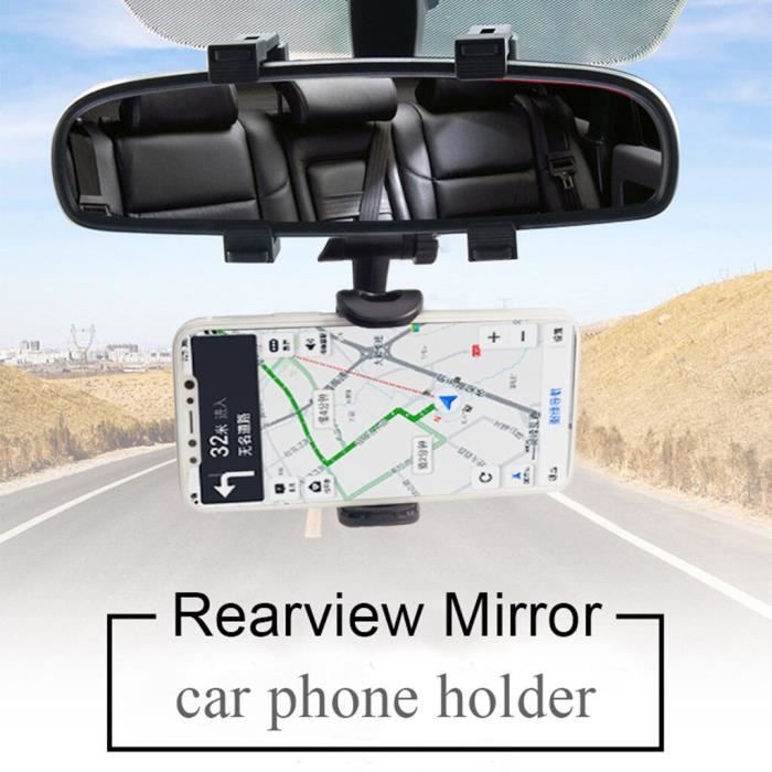 Support de voiture support pour téléphone rétroviseur support pour voiture pour téléphone, GPS 360 degrés, pour S - Black - WARR3325