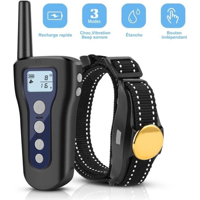 LOETAD Collier de Dressage pour Chien, Collier Electrique Chien avec Télécommande de 330 Mètres Collier Étanche IPX7 Rechargeable