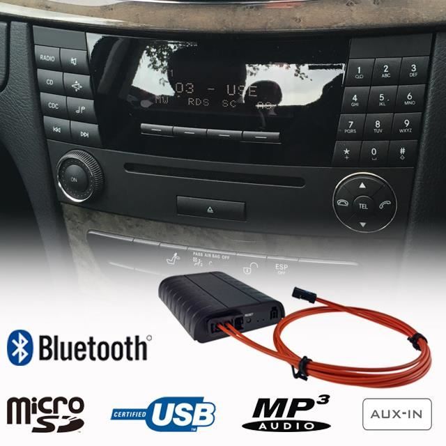 Kit mains libres Bluetooth avec interface d’adaptation fibre optique de lecteur A2DP/USB/SD/AUX pour Audio 20/Comand de Mercedes Ben
