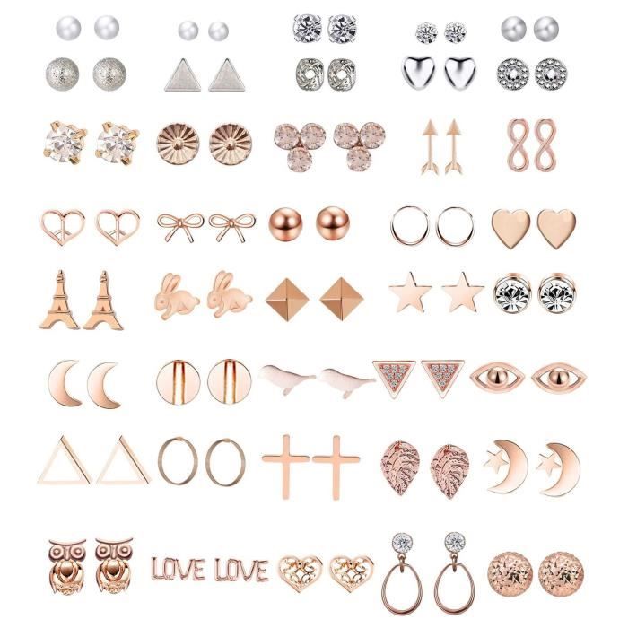 42 paires assorties multiples boucles d'oreille bijoux ensemble avec carte pour femmes filles Simple Hoop boucle d'oreille ensemble