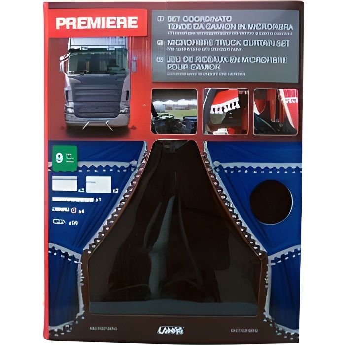 Set de Rideau Première pour Camion en Microfibre Noire 9 Pièces