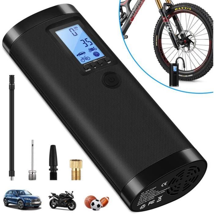 Pompe électrique à Air pour Voiture et Vélo, Mini Compresseur Pneumatique Rechargeable 100PSI avec Grand Ecran LCD