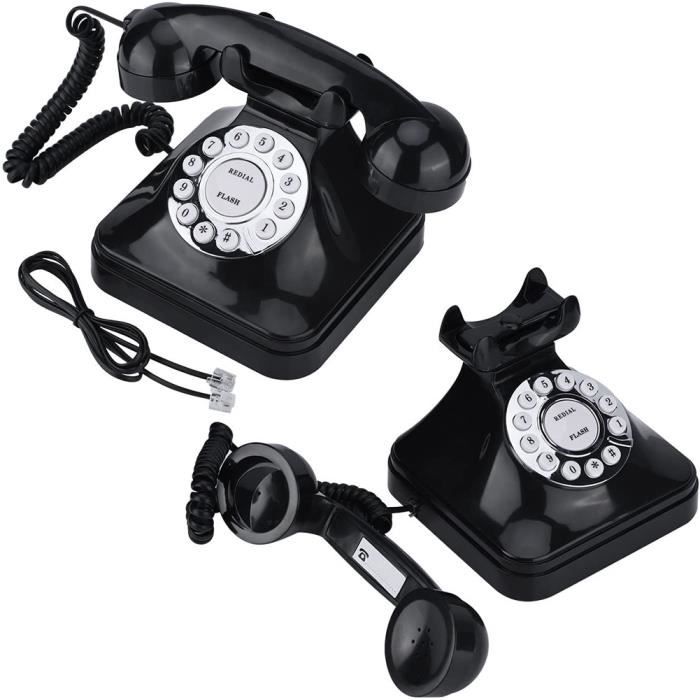 Téléphone Vintage - Téléphone rétro Stockage des numéros - noir