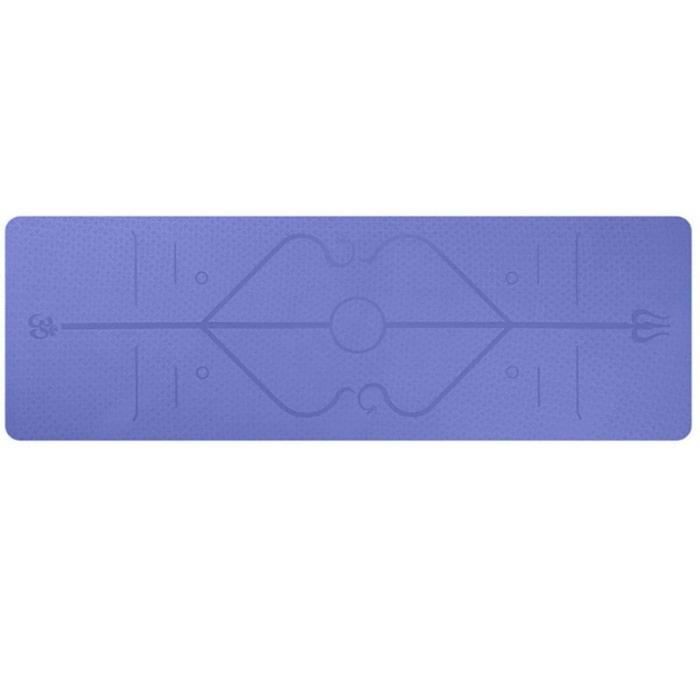 Tapis de sol,Tapis de Yoga antidérapant avec ligne de Position pour femmes, sac de sangle d'exercice, tapis - Type SD11001-Violet