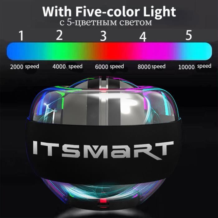 Lumière à 5 couleurs - Gyroscope à démarrage automatique Powerball Gyro Power Ball Muscle Relax bras poignet