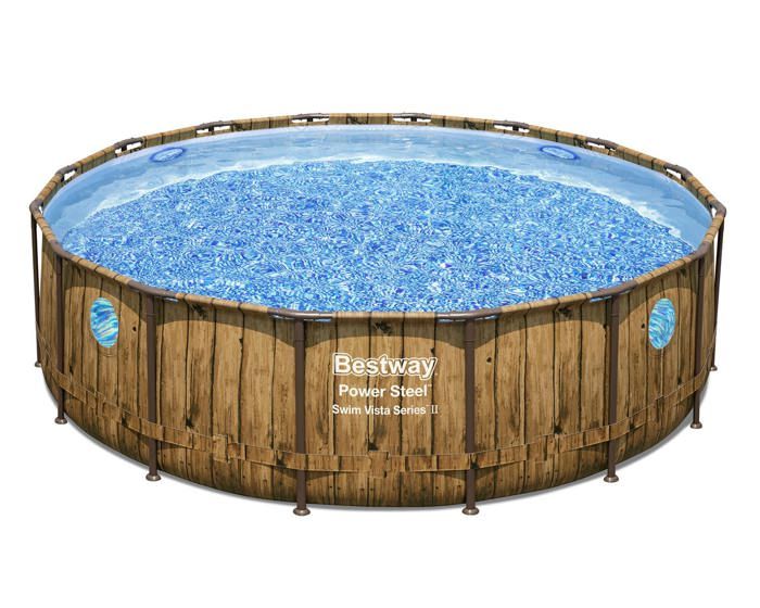 Kit Piscine hors sol BESTWAY - Power Steel™- 488 x 122 cm - Ronde (Livrée avec filtre à cartouche, bâche, échelle)