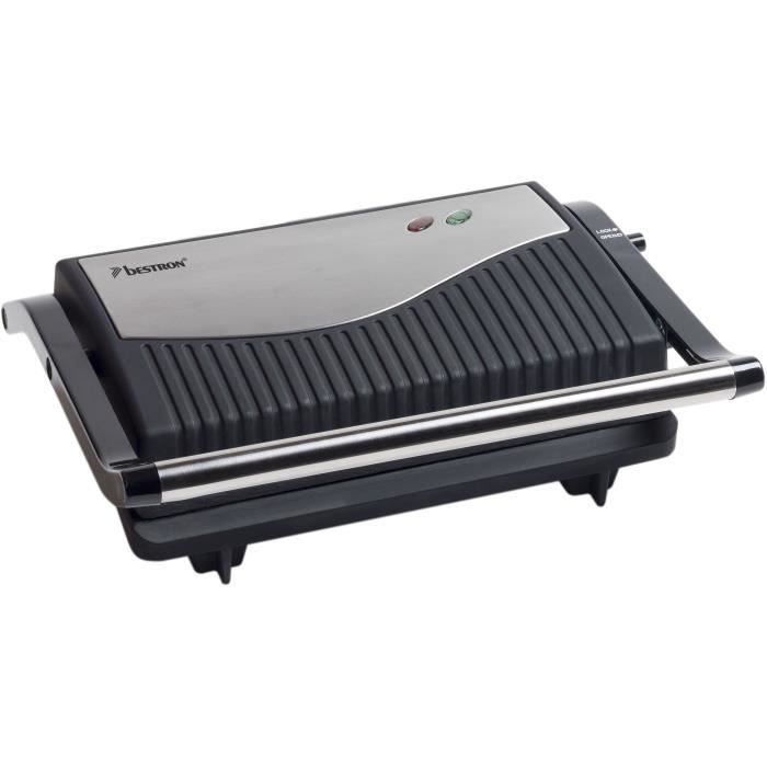 Bestron Gril à panini 750 W Argenté et noir Acier inoxydable APG150