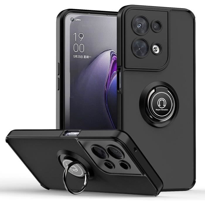 Coque Oppo Reno 8 Lite anneau support - Noir