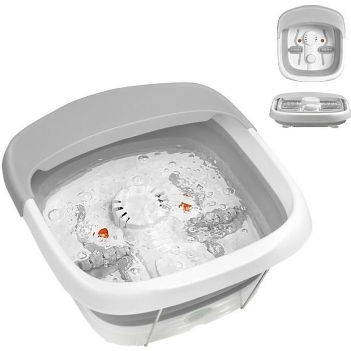 COSTWAY Bain de Pieds Thalasso Pliable 500W Fonction de Bulle Chaleur Automatique 35-43℃ Rouleau de Massage Thérapie Magnétique Gris