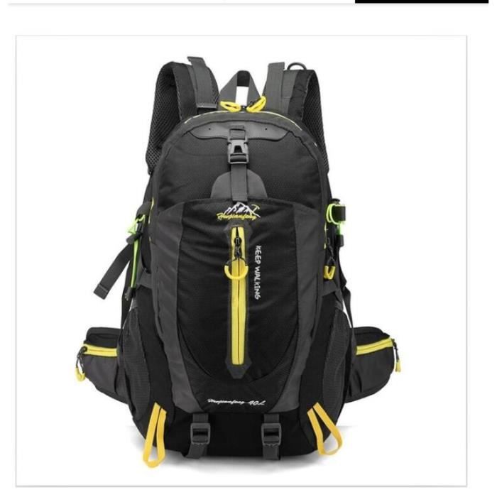 Sac à dos d'escalade étanche sac à dos 40L sac de sport de plein air sac à dos de voyage Camping randonnée Noir
