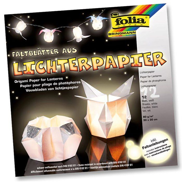 12 feuilles de papier blanc non inflammable pour pliage photophores