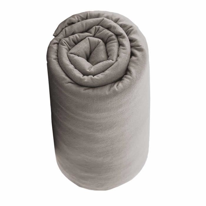 Drap housse 160x200 en Jersey 100% coton Taupe Uni