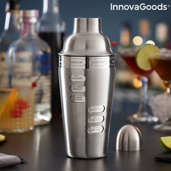 Shaker à cocktail avec recettes de cocktails intégrées Maxer InnovaGoods