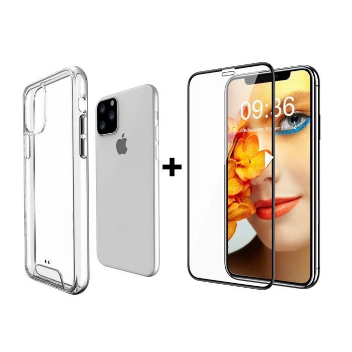 Coque pour IPHONE 11 PRO MAX + Verre Trempé 4D, Protection Ecran Vitre Film Couverture Complète