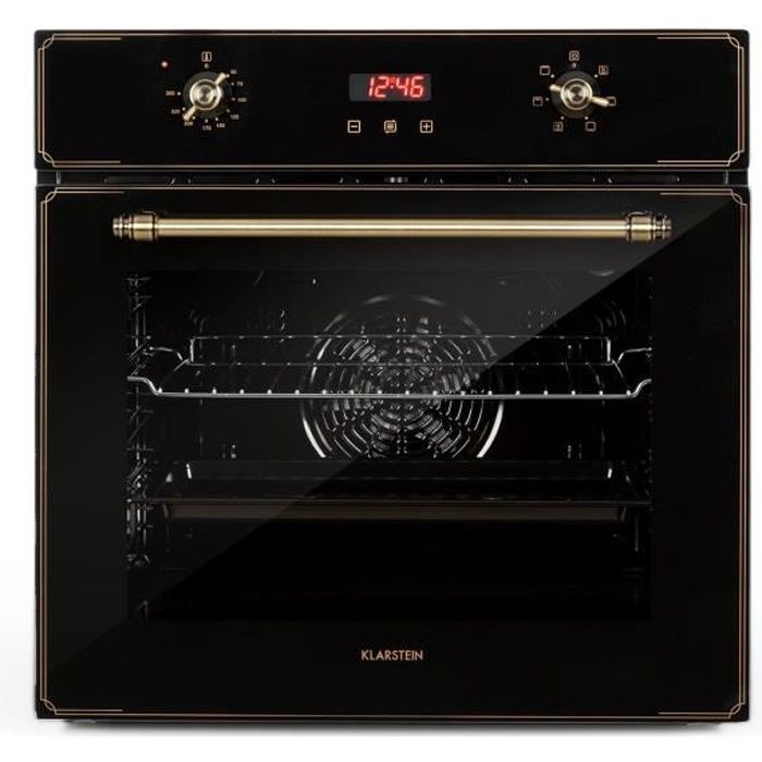 Klarstein Elizabeth Four encastrable 6 fonctions , 2200W ,nettoyage facile , classe A , design rétro noir