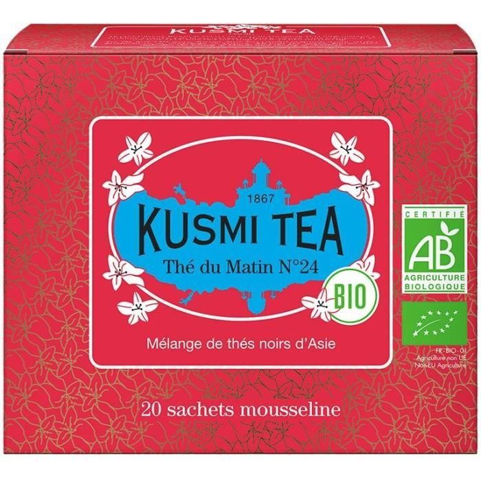 KUSMI TEA Thé du Matin N°24 - Etui 20 sachets mousseline - 40 g