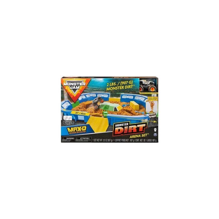 Coffret deluxe Arene pour Monster Jam Dirt vehicule exclusif MaxD 1 64 900g Kinetic sable moules
