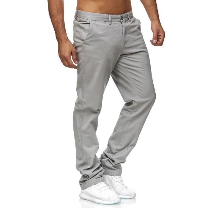 Pantalon Chino pour homme Pantalon en jean en tissu Coton Coupe régulière [Gris, 34 US]