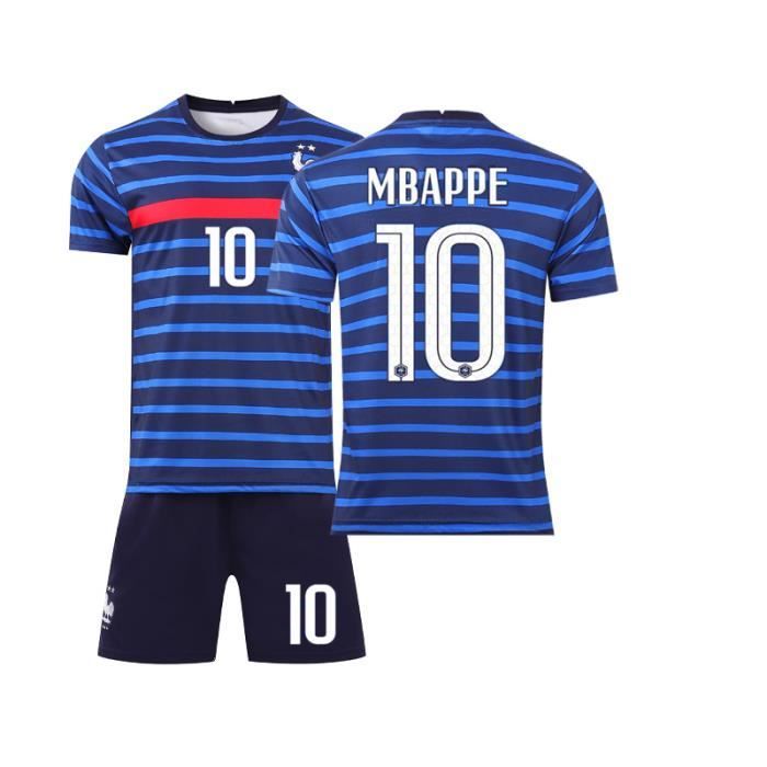 OLALI Garçon Ensemble de T-Shirt et Short Maillot de Football Enfant France 2 Étoiles Jersey Equipe de France de Football T-Shirt En