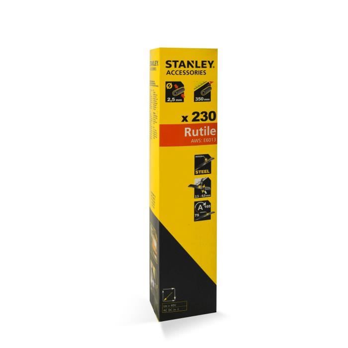 STANLEY 460933 Lot de 165 électrodes rutiles acier - Ø 3,25 mm - L 350 mm - Baguettes de soudure