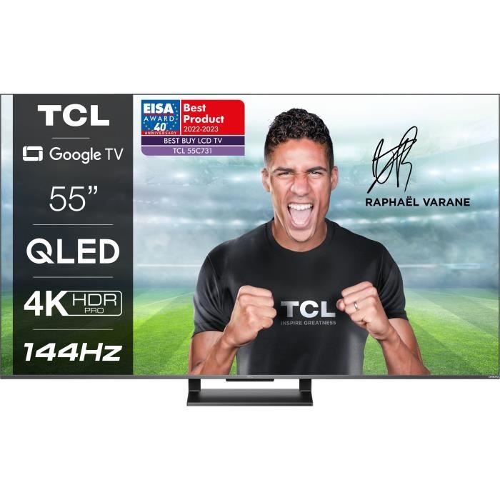 TV QLED TCL 55C731 - 55'' (139cm) 4K UHD - Smart TV Google - Dalle 144Hz Dolby Vision - son Dolby Atmos - HDMI 2.1