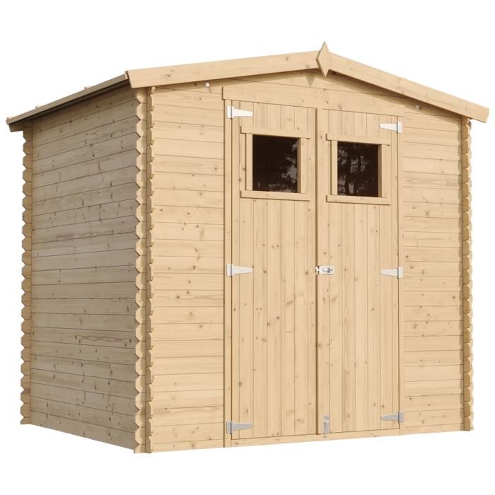 TIMBELA M369+M369G Abri de jardin extérieur bois - abri pin - épicéa - Toit plat - H218 x 226 x 236 cm - 4.33 m2