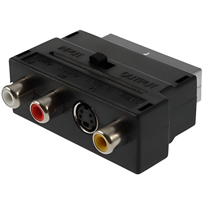 TRIXES Adaptateur Entrée-Sortie Commutable Composite RCA et S-Vidéo vers SCART (péritel)