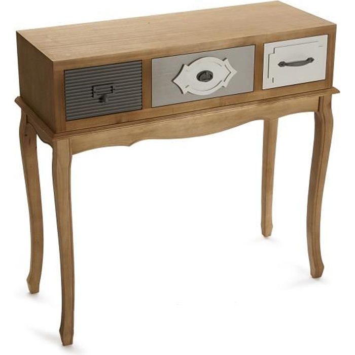 Versa Provenzal Meuble d'Entrée Étroit pour l’Entrée ou Couloir, Table console, avec 3 tiroirs, Dimensions (H x l x L) 80,5 x 31,5 x