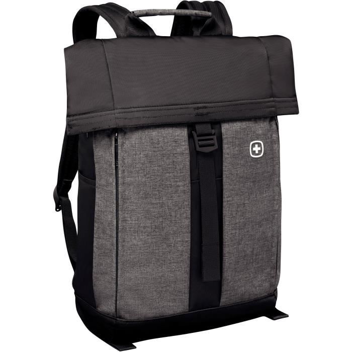 Wenger Metro 'Flapover' sac à dos pour portable avec tablette de poche 10.1- - Gris-Noir