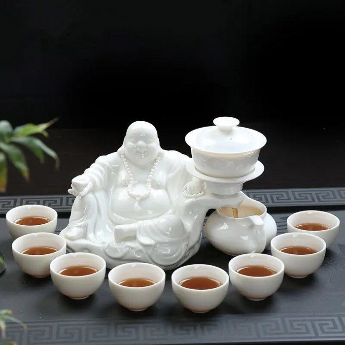 Service à Thé Automatique En Verre Et Résine - Théière Infuseur Style Kungfu, Résistante à La Chaleur, Design Créatif - 8